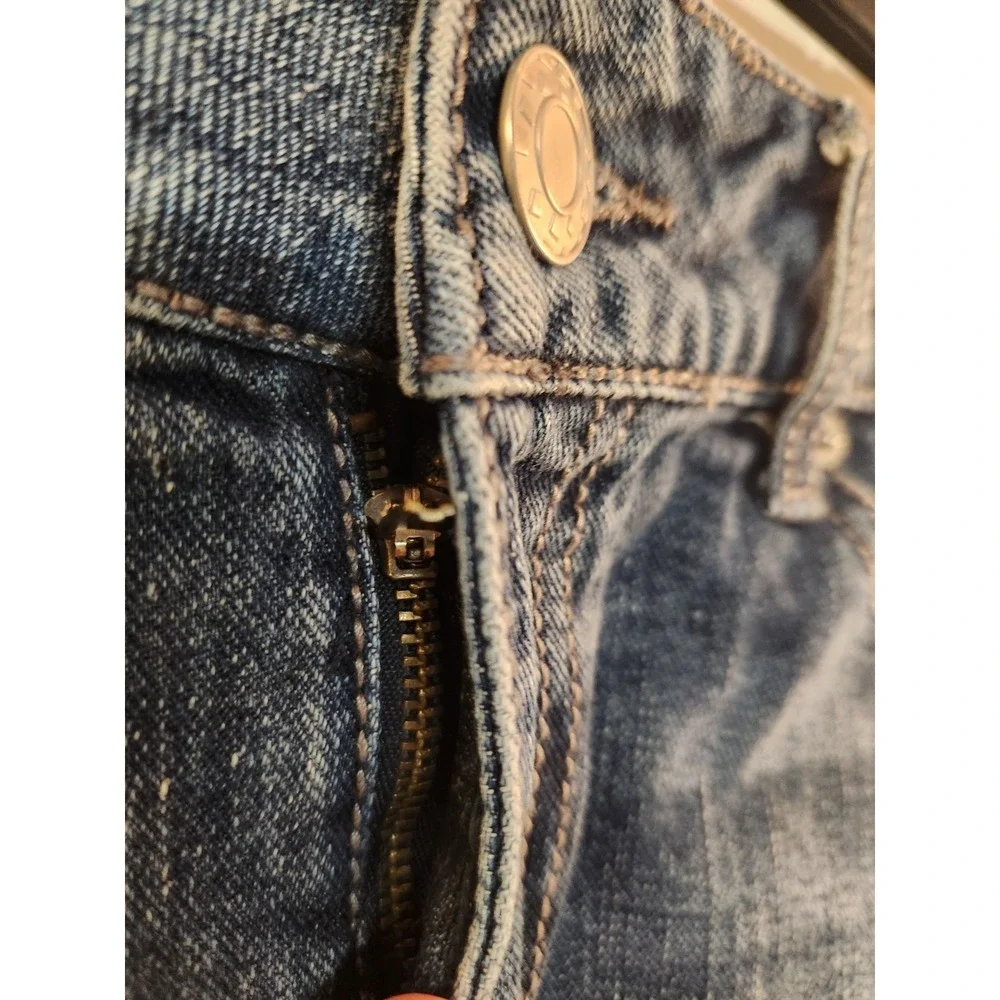 Women's Blue Distress Denim Micro Mini Skirt Size 11 Casual Y2K Grunge W34
